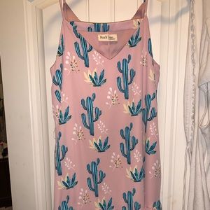 Pink cactus print dress